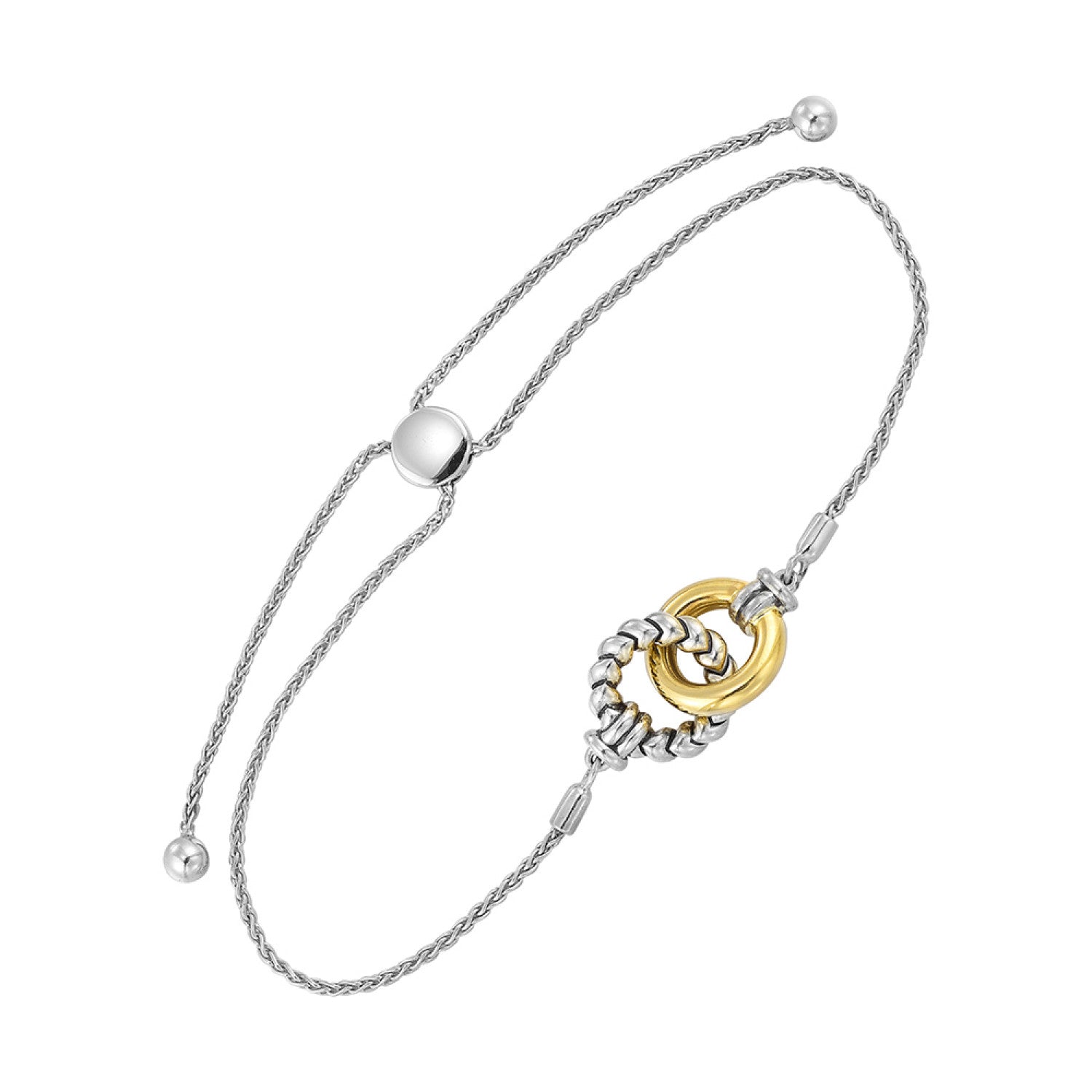 Interlocking circle bolo bracelet