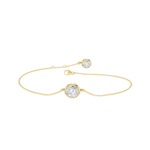 1.00ctw EF/VS Lab Grown Bezel Set RD Solitaire Bracelet 14KY