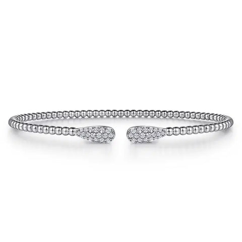 14K White Gold Bujukan Diamond Teardrops Bangle