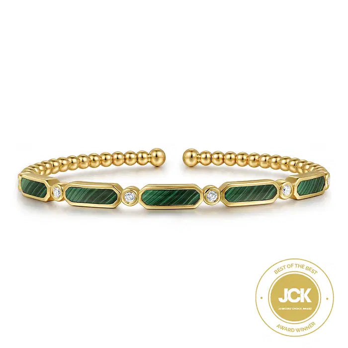 .20 CTW Diamond/ Malachite Bujukan Bangle