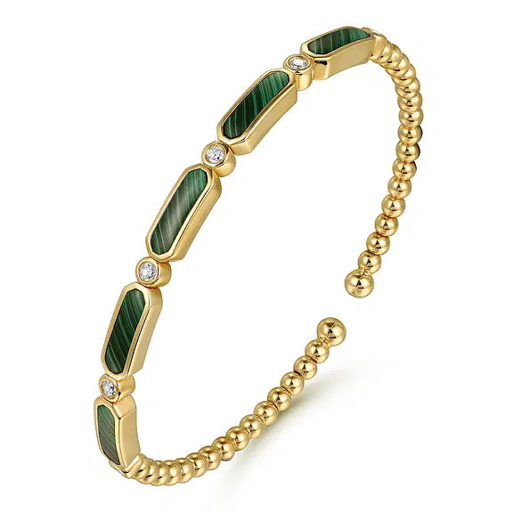 .20 CTW Diamond/ Malachite Bujukan Bangle