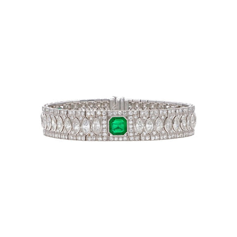 Art Deco Colombian Emerald and Diamond Bracelet