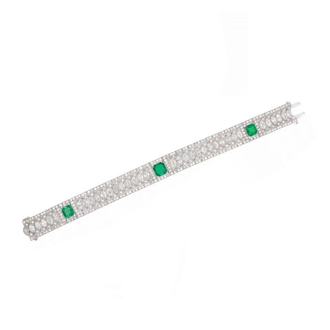 Art Deco Colombian Emerald and Diamond Bracelet