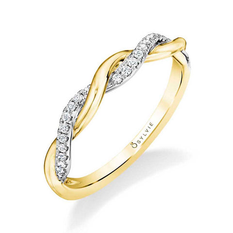 Modern Two Tone Spiral Wedding Band - Yasmine