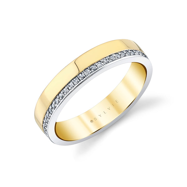 Auravie Flush Set Diamond Two Tone Wedding Ring - Oriana