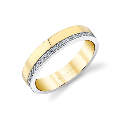 Auravie Flush Set Diamond Two Tone Wedding Ring - Oriana