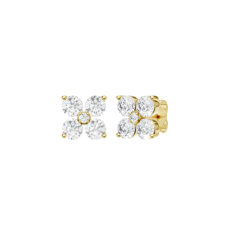 2.00ctw EF/VS Lab Grown Flower Petal Studs 14KW