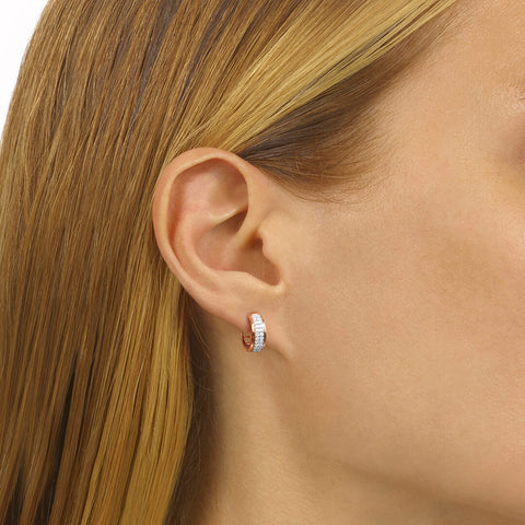 Rose Gold Hoop Earringsw with Diamonds (0.16 CTW)