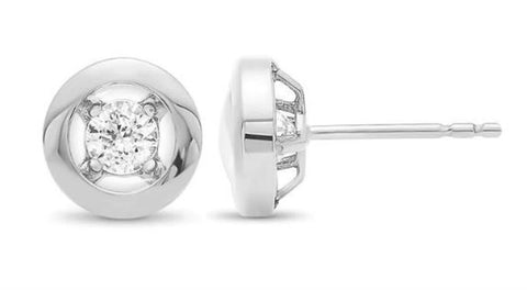 .16 CTW Diamond Bezel Look Studs Set in 14K White Gold