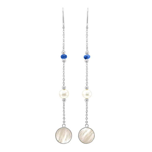 Pearl & Mother of Pearl Earrings with Sapphire