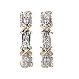 14Kt White Yellow Gold Diamond 1/5Ctw Earring