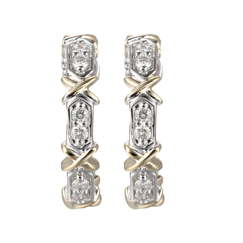 14Kt White Yellow Gold Diamond 1/5Ctw Earring