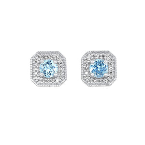White Gold Diamond & Blue Topaz Fashion Colorstone Earring