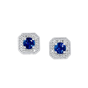 White Gold Diamond & Sapphire Fashion Colorstone Earring