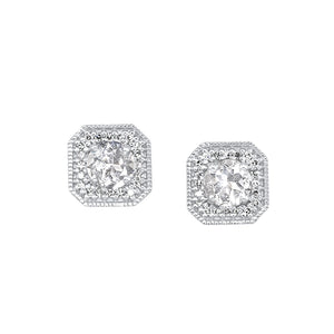 White Gold Diamond & White Topaz Fashion Colorstone Earring