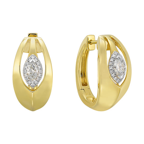 Diamond Marquise Halo Hoops