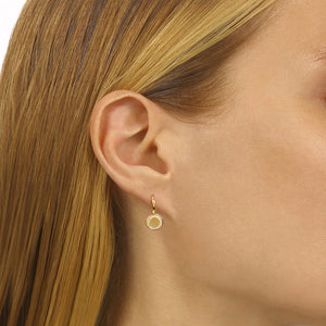 Diamond Eternity Halo Dangle Earrings In 10K Yellow Gold (1/8 CTW)