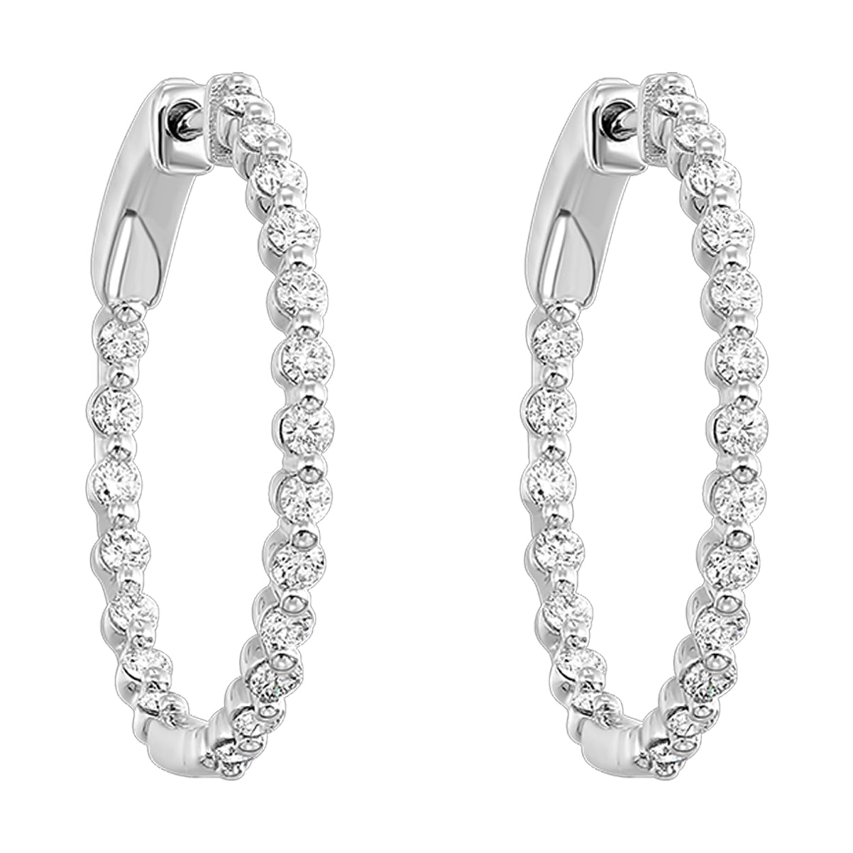 14Kt White Gold Diamond 1Ctw Earring