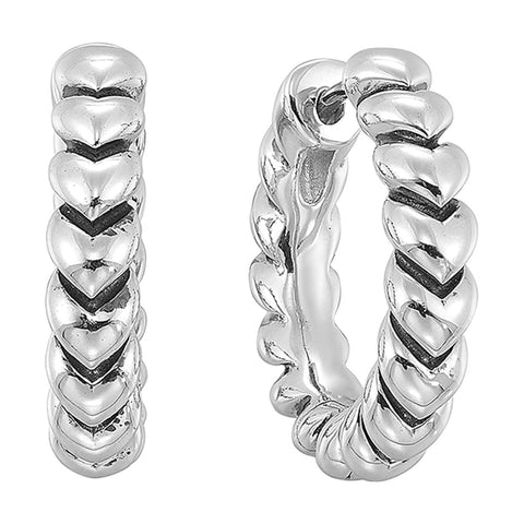 Silver Heart Hoop Earrings