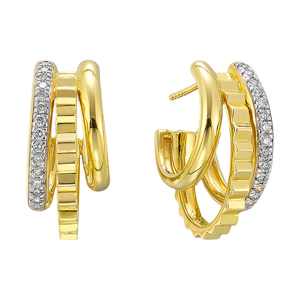 Three Row Hoop Earrings