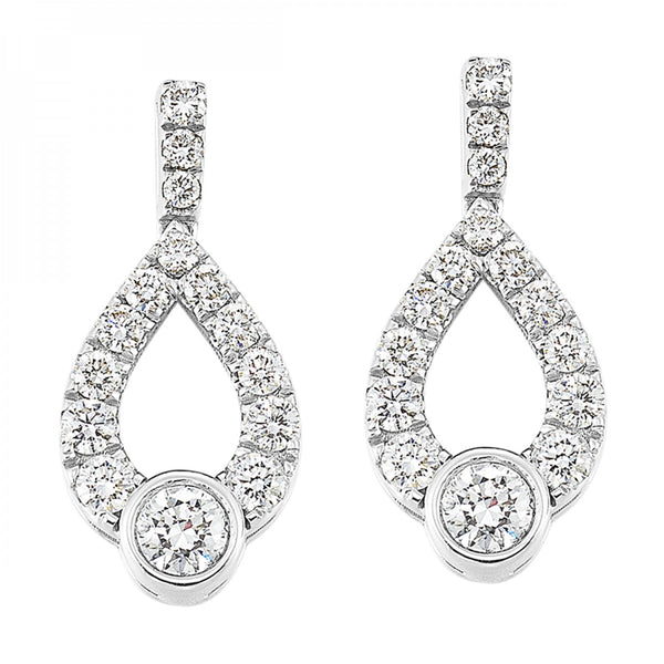 Silver Diamond Drop Earring