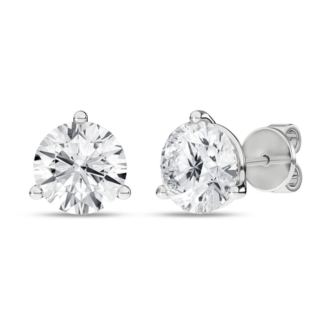 6.00ctw EF/VS Lab Grown 3prg Martini Studs 14KW