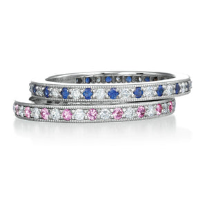 Estate Tiffany & Co. Platinum "Legacy" Diamond & Sapphire Eternity Ring(0.20CTW Diamond, 0.20CTW Sapphire)