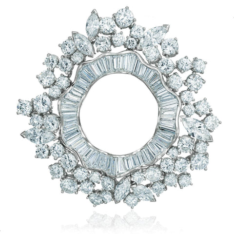 Estate Platinum Fancy Diamond Circle Pin (20CTW)