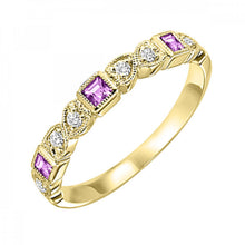 Load image into Gallery viewer, 10K Gold Stackable Diamond &amp; Pink Sapphire Band