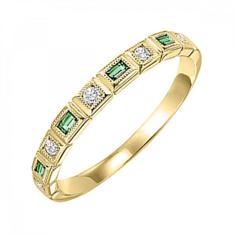 14K Gold Stackable Diamond & Emerald Band