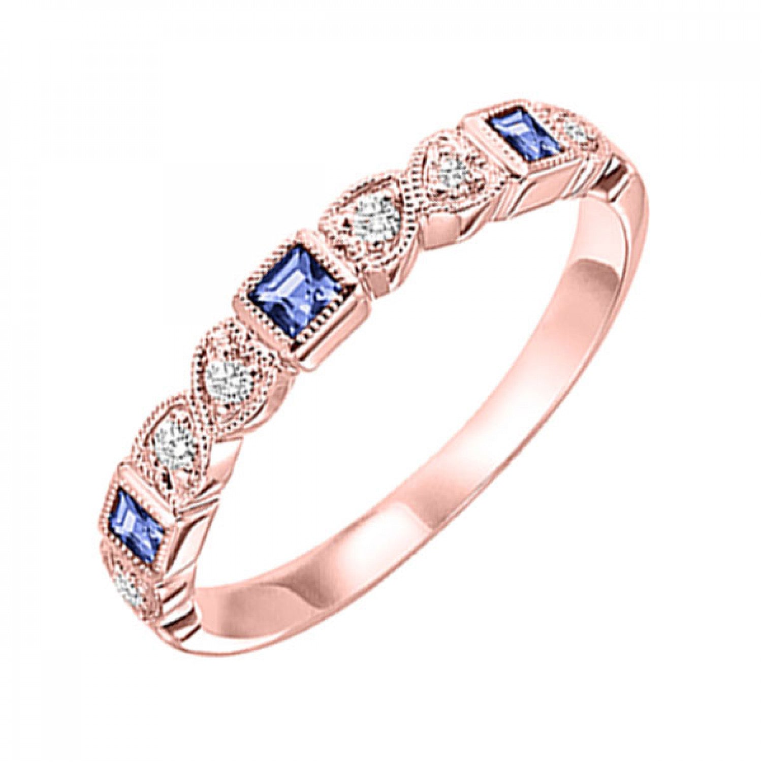 14K Gold Stackable Diamond & Sapphire Band