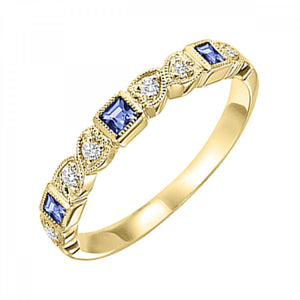 14K Gold Stackable Diamond & Sapphire Band