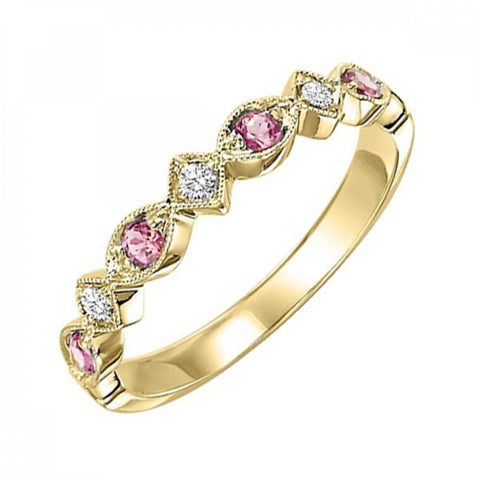 14K Gold Stackable Diamond & Alexandrite Band