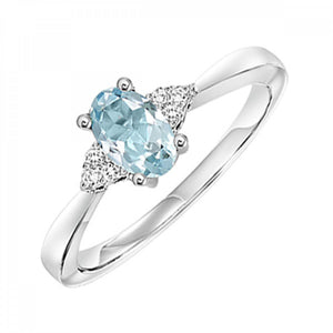 10K White Gold Aquamarine & Diamond Ring