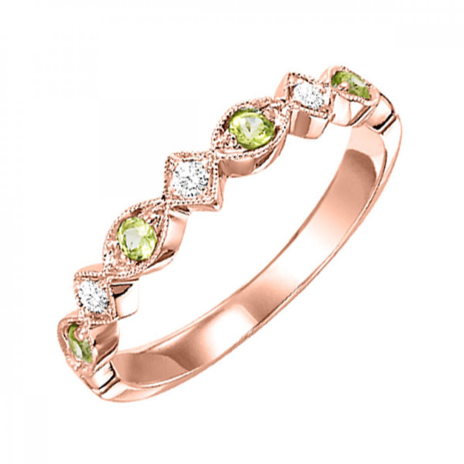 10K Gold Stackable Peridot Band 1/20CT