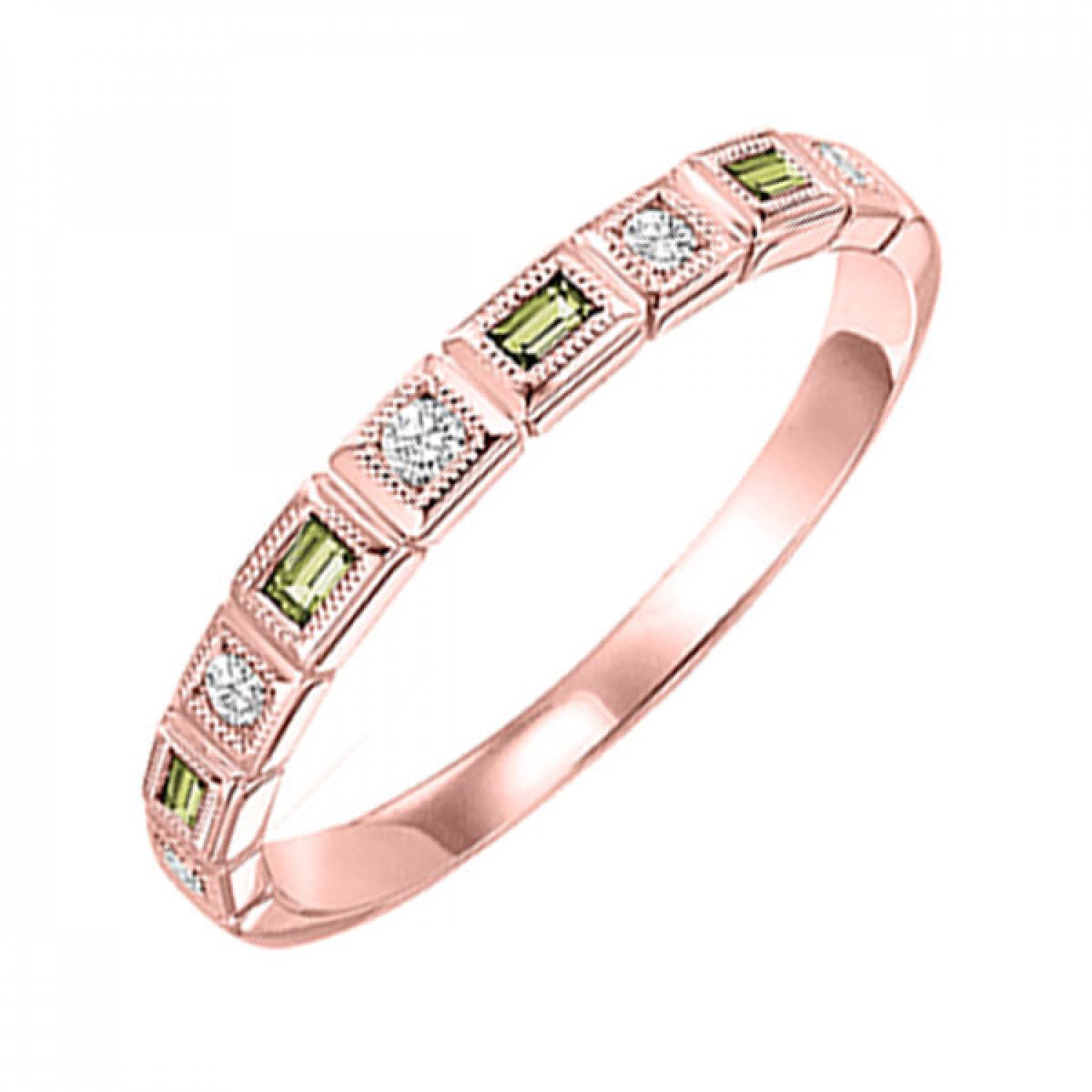 14K Gold Stackable Peridot Band