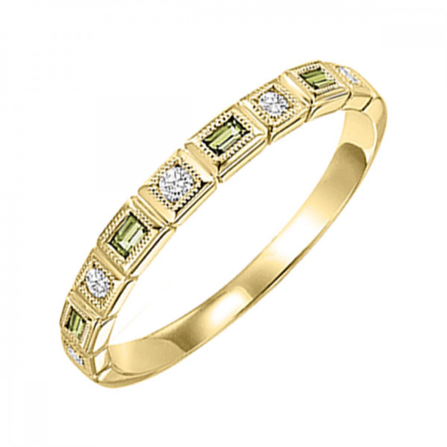 14K Gold Stackable Peridot Band