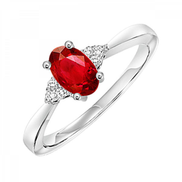 10K White Gold Garnet & Diamond Ring