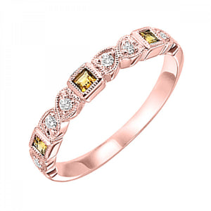 10K Gold Stackable Diamond & Citrine Band