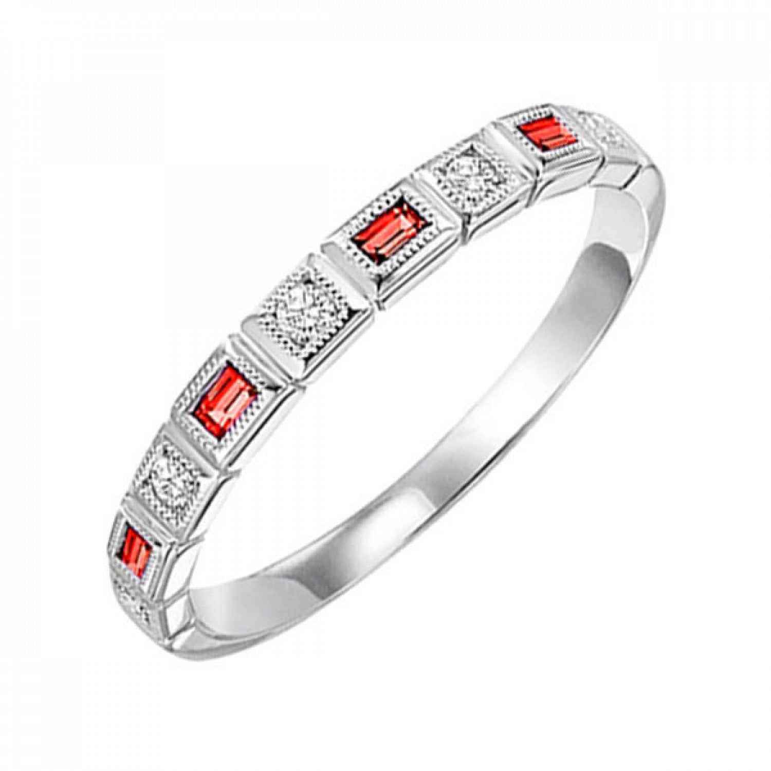 10K Gold Stackable Bezel Set Diamond & Ruby Band