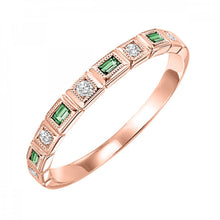 Load image into Gallery viewer, 10K Gold Stackable Diamond &amp; Emerald Mixed Bezel Band
