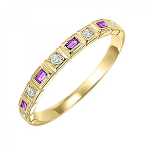 14K Gold Stackable Diamond & Ruby Band