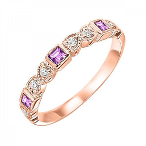 14K Gold Stackable Diamond & Pink Sapphire Band