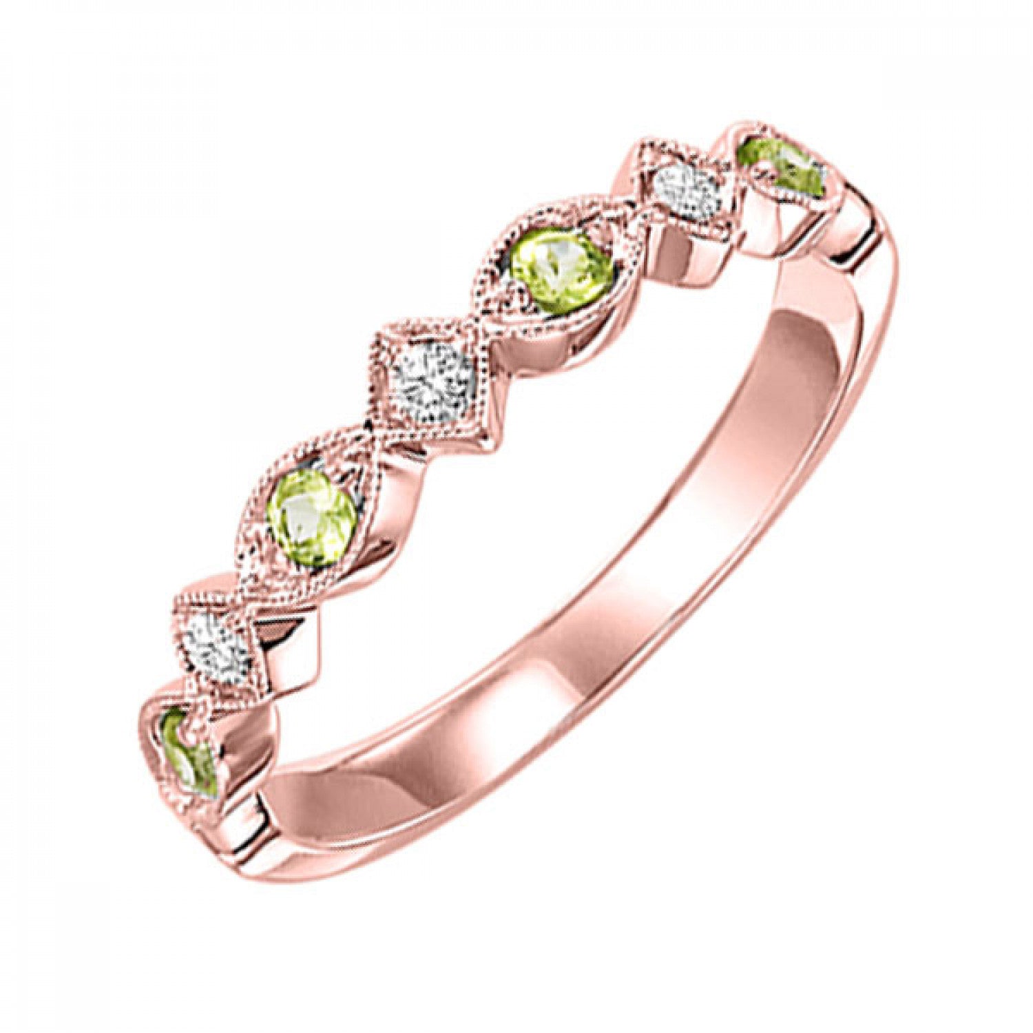 14K Gold Stackable Diamond & Peridot Band