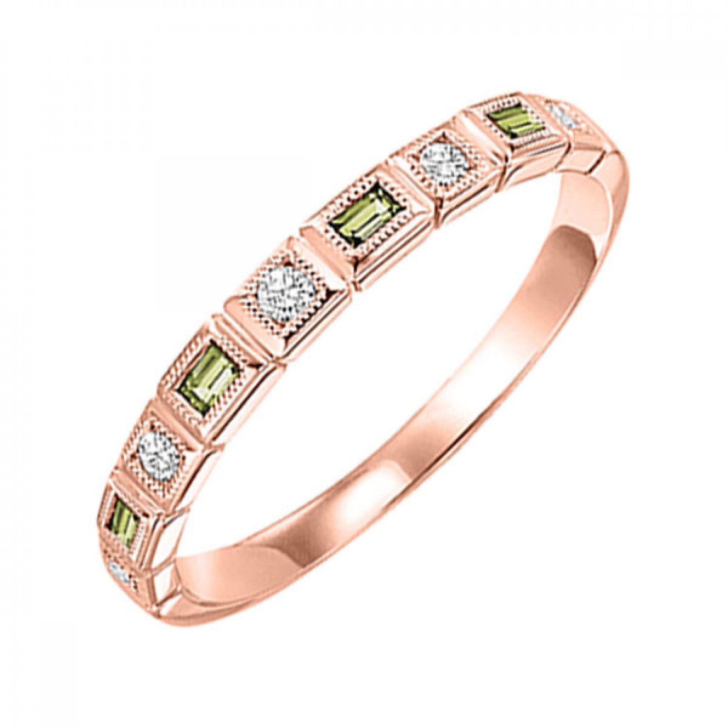 10K Gold Stackable Diamond & Peridot Band