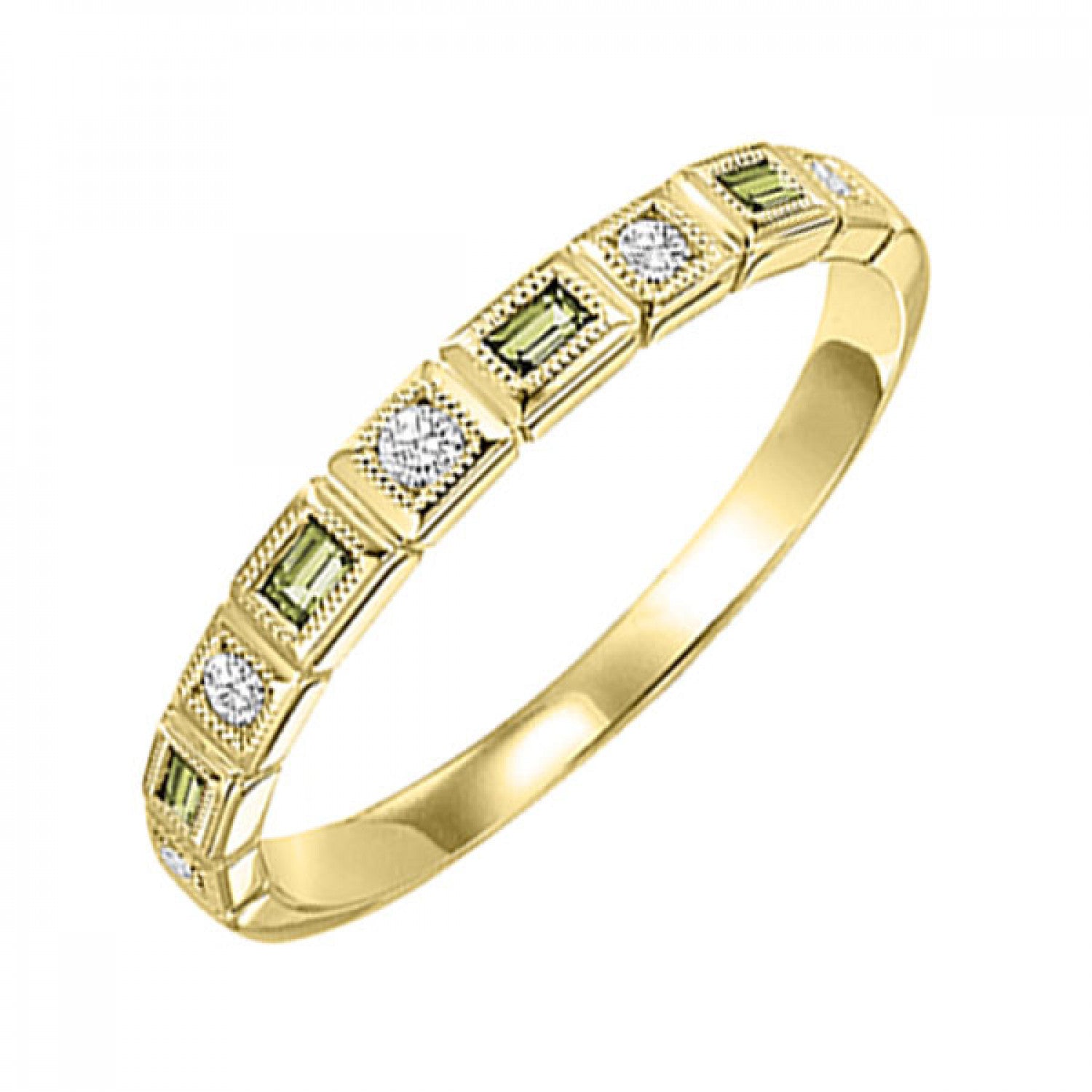 10K Gold Stackable Diamond & Peridot Band