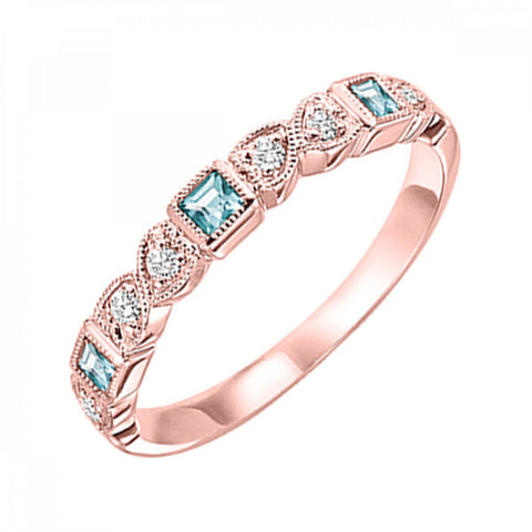 14K Gold Stackable Blue Topaz Band