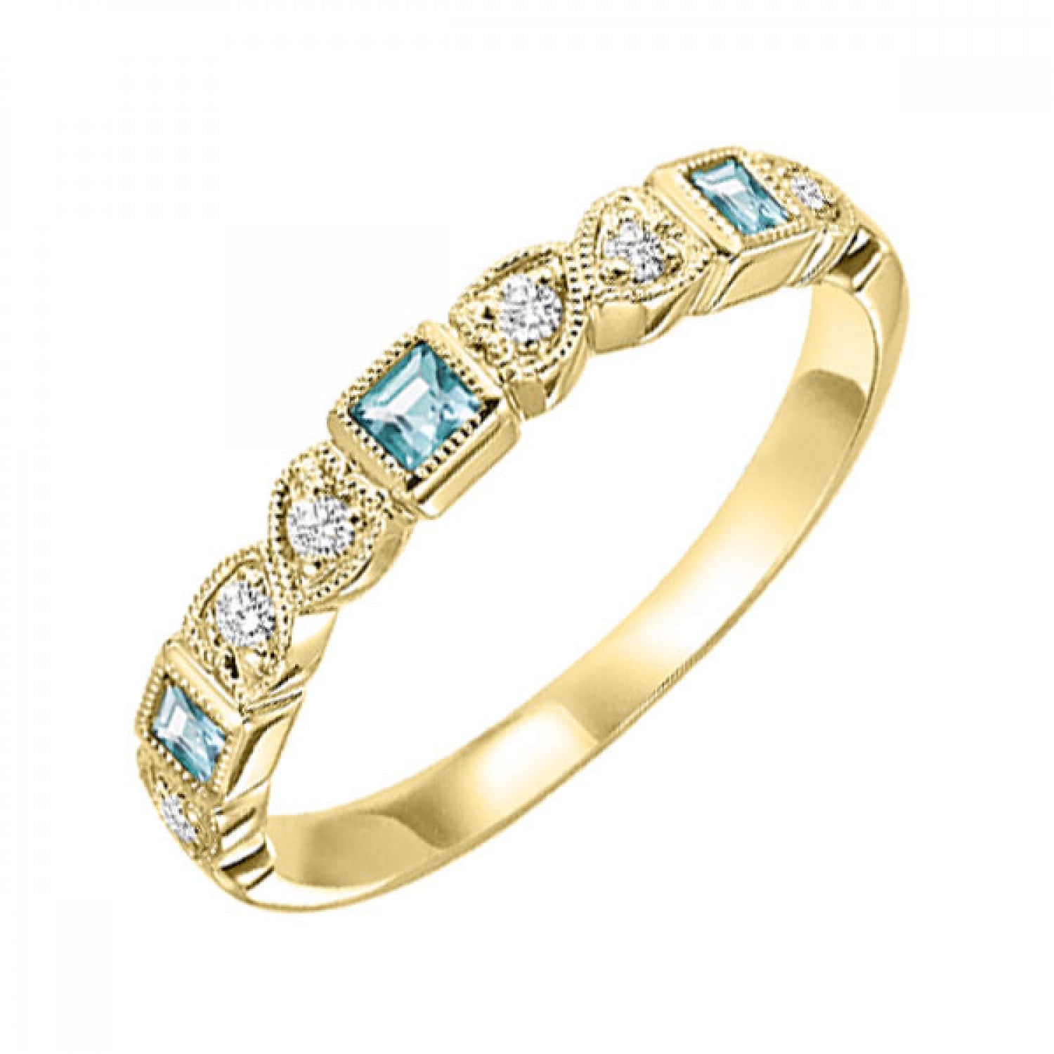 14K Gold Stackable Blue Topaz Band