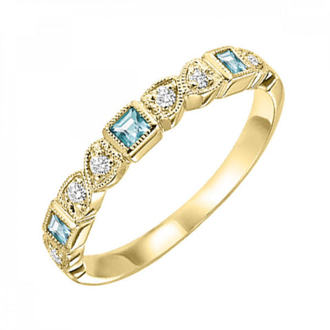 14K Gold Stackable Blue Topaz Band