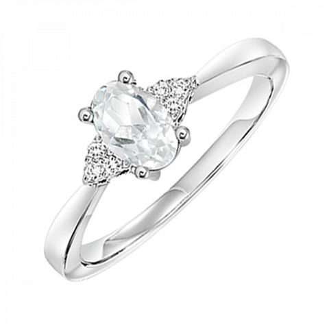 White Topaz Gemstone Ring with Diamond Accents